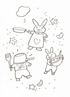busy bunnies baking: picture to colour in
